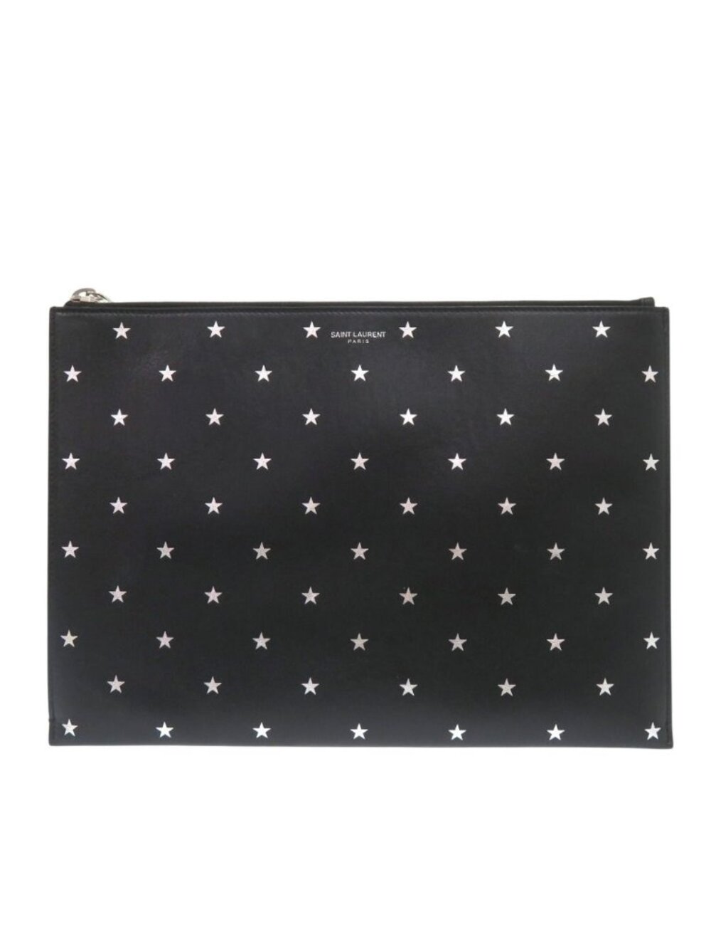 Saint Laurent Paris Leather Black Star Clutch Bag